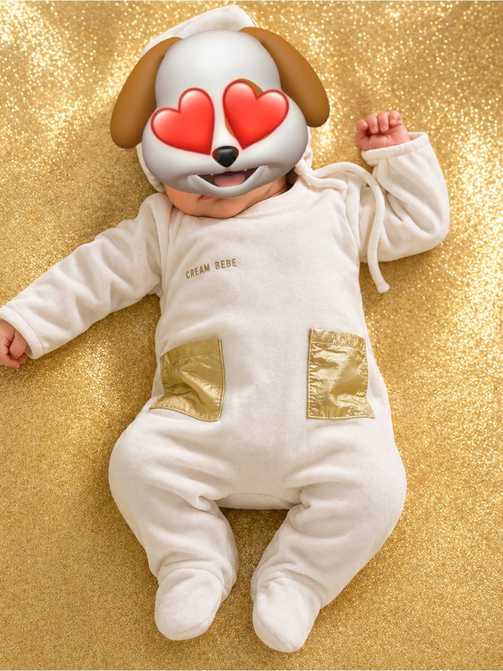 bebe Cream Infant Hooded Jumpsuit with Gold Snap size 0-3 months Newborn